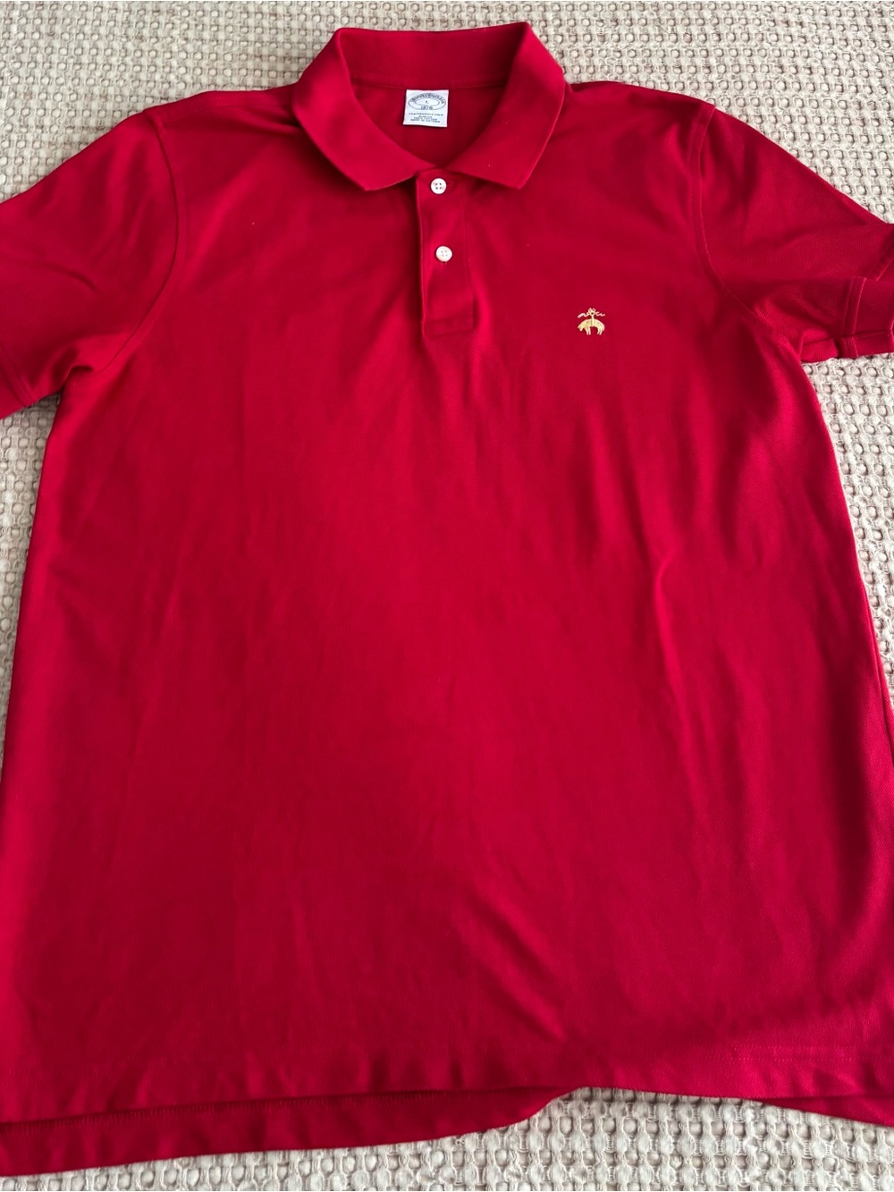 Brooks Brothers Red Polo with Gold Embroidered Logo